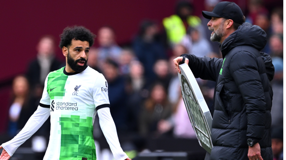 Liverpool's Premier League title hopes fade after West Ham draw as Mo Salah and Jurgen Klopp face off on the sidelines