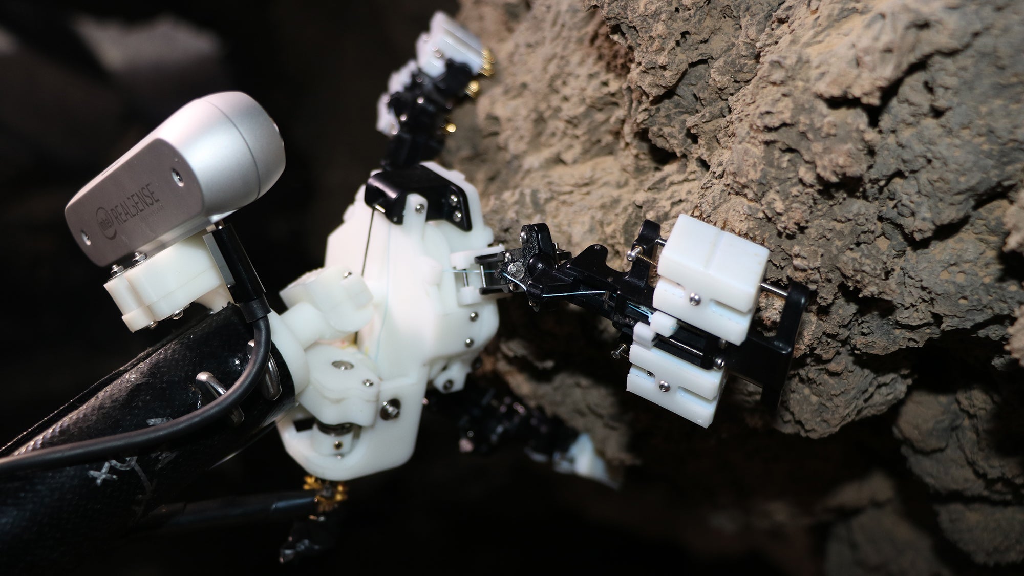 The robot inspired by Dad's long legs could one day weave through Martian caves