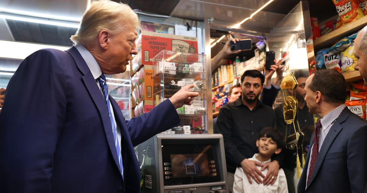 Trump campaigns in New York Bodega after day in court