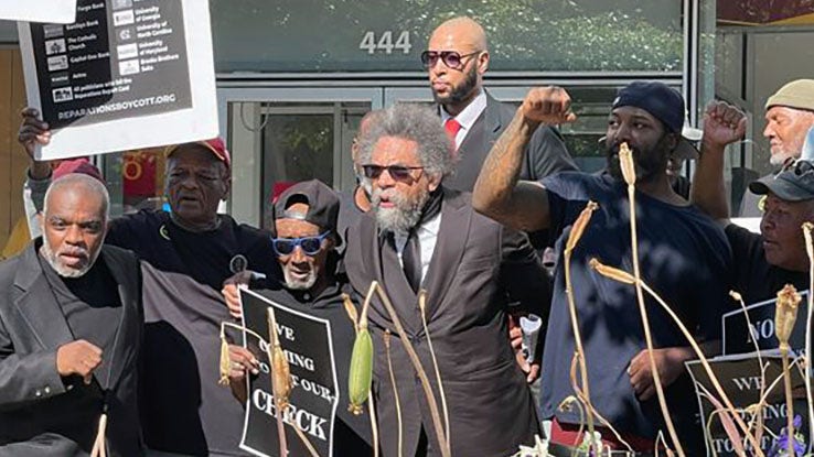 Cornel West joins DC's reparations protest against Wells Fargo Bank