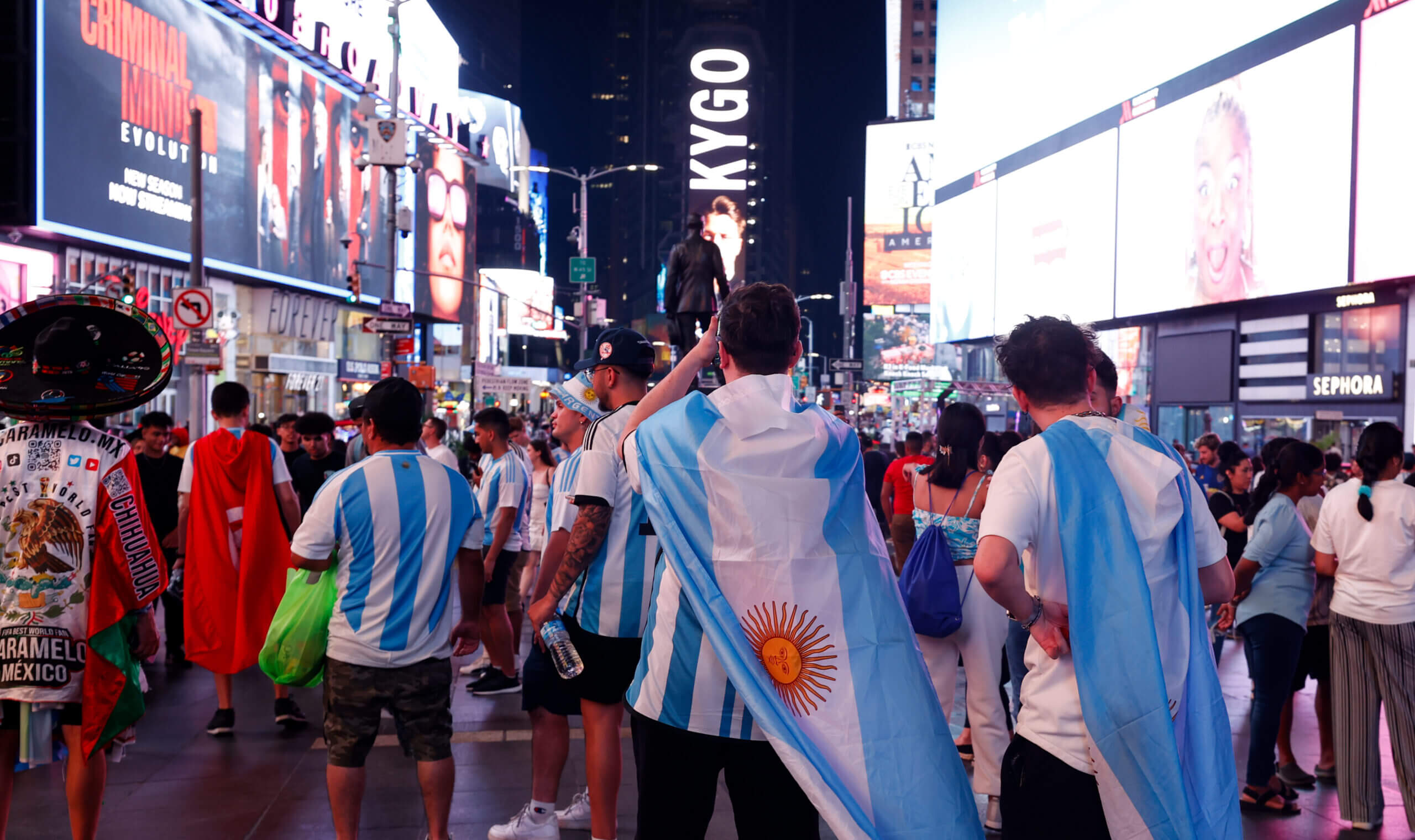 Argentina's rabid fans turned Times Square blue and white – and their team fought