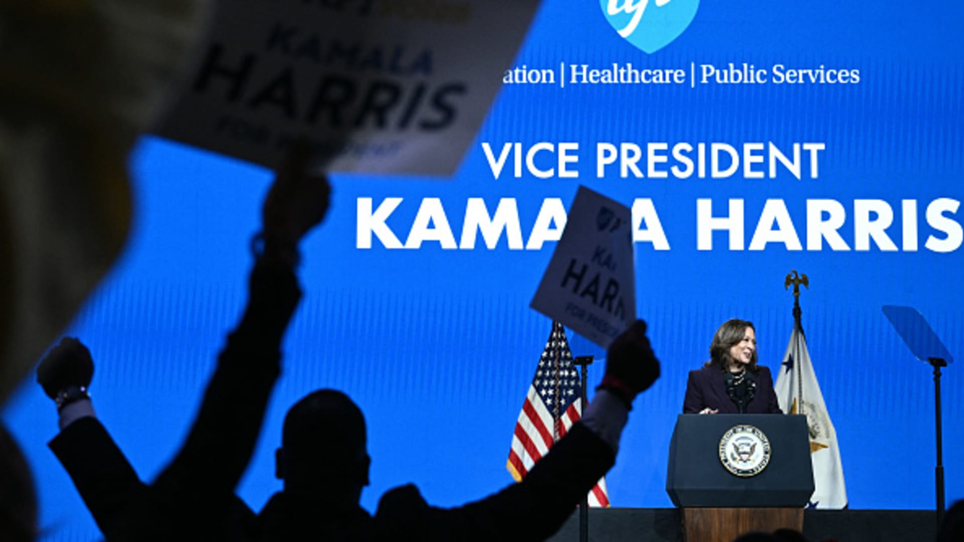Kamala Harris slams Trump agenda in teachers union speech